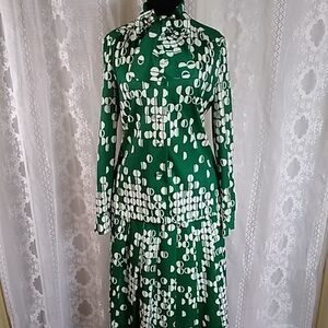 Vintage 2PS Suit Etchings By Butte Polka Women's Dress Size Approximately L M